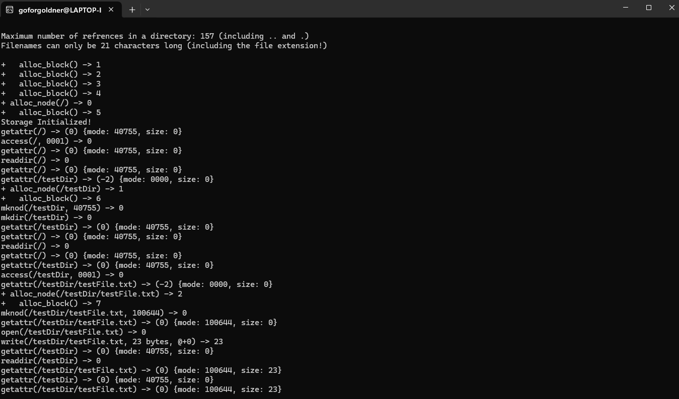 The FuseFS server running in a terminal