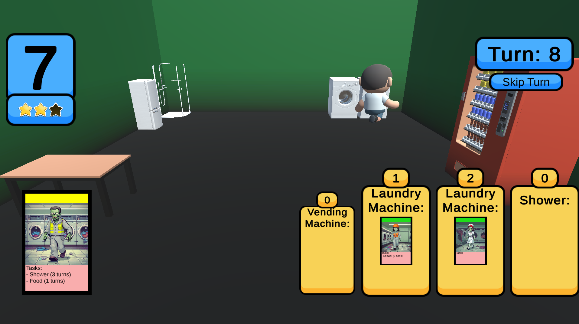 A green-lit scene from ZombieWash